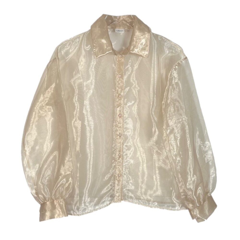 Sheer Champagne Organza Blouse - Women